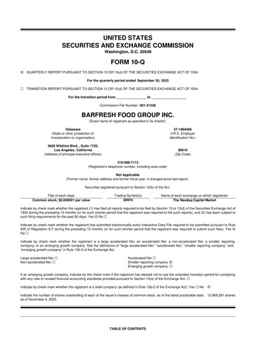 Thumbnail Barfresh Food Group 10-Q Quarterly Report FY2025 
