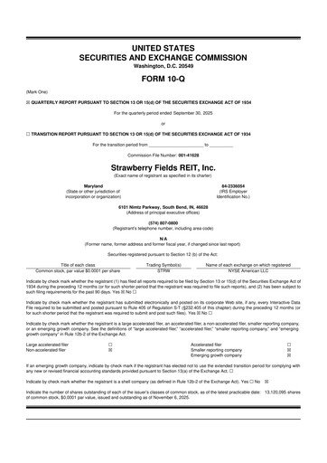 Thumbnail Strawberry Fields REIT 10-Q Quarterly Report FY2025 