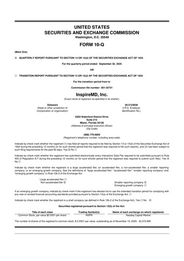 Thumbnail InspireMD 10-Q Quarterly Report FY2025 