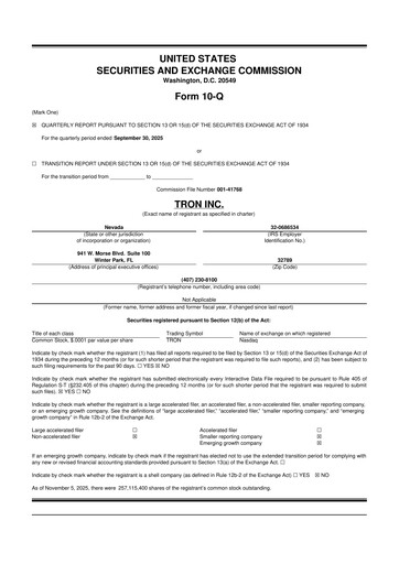 Thumbnail Tron Inc. 10-Q Quarterly Report FY2025 