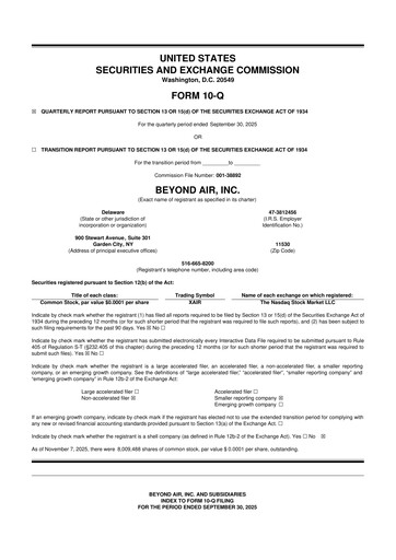 Thumbnail Beyond Air 10-Q Quarterly Report FY2026 