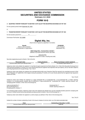 Thumbnail Digital Ally 10-Q Quarterly Report FY2025 