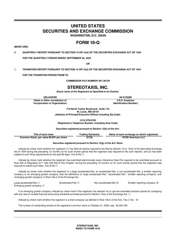 Vorschaubild Stereotaxis 10-Q Quartalsbericht 2025 