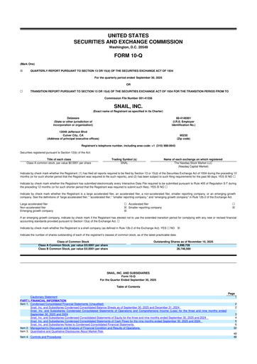 Thumbnail Snail Inc 10-Q Quarterly Report FY2025 