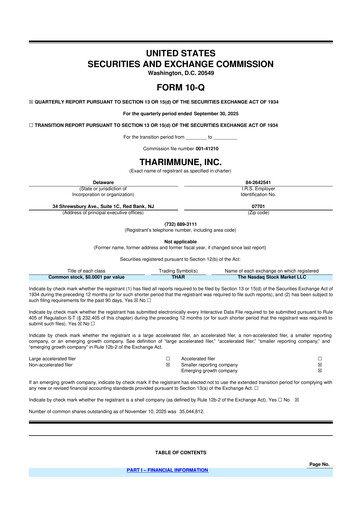 Thumbnail Tharimmune 10-Q Quarterly Report FY2025 