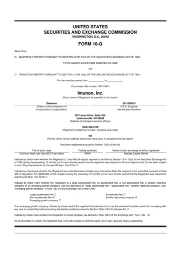 Miniature Imunon 10-Q Rapport trimestriel 2025 