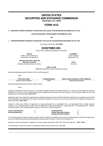Thumbnail eXoZymes 10-Q Quarterly Report FY2025 