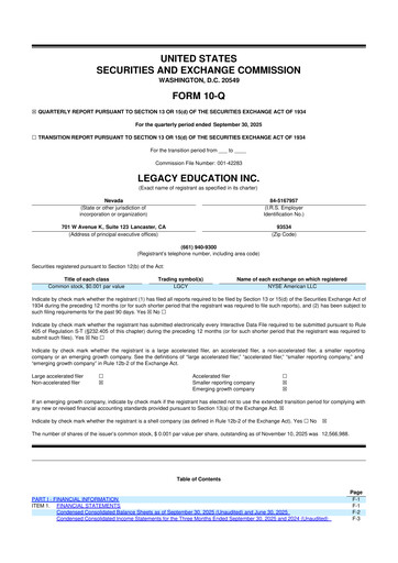 Vorschaubild Legacy Education 10-Q Quartalsbericht 2026 