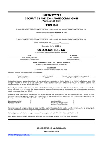 Thumbnail Co-Diagnostics
 10-Q Quarterly Report FY2025 