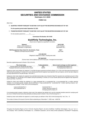 Miniature bioAffinity Technologies 10-Q Rapport trimestriel 2025 
