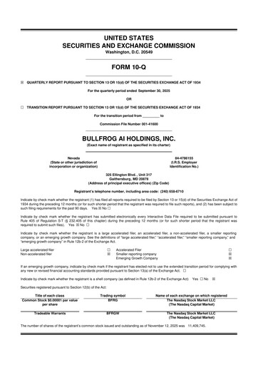Vorschaubild Bullfrog AI  10-Q Quartalsbericht 2025 