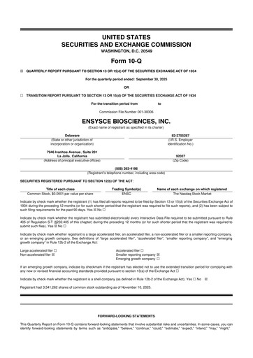 Thumbnail Ensysce Biosciences 10-Q Quarterly Report FY2025 