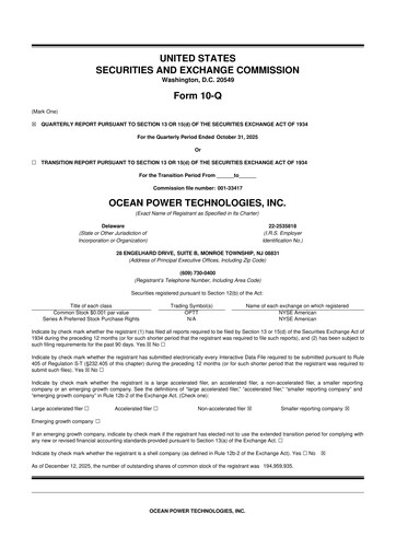 Thumbnail Ocean Power Technologies
 10-Q Quarterly Report FY2026 