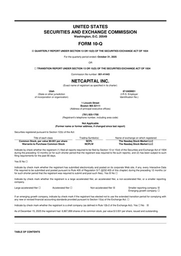 Thumbnail Netcapital 10-Q Quarterly Report FY2026 