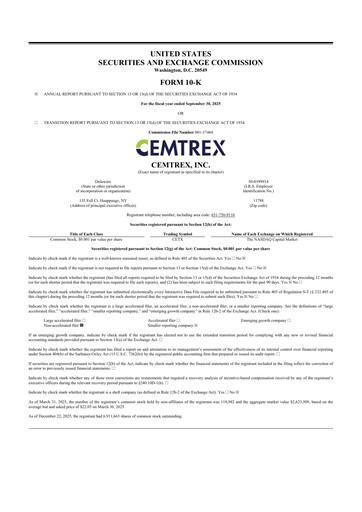 Miniature Cemtrex 10-K Rapport annuel 2025