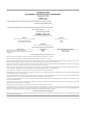 Thumbnail Mobix Labs 10-K Annual Report 2025