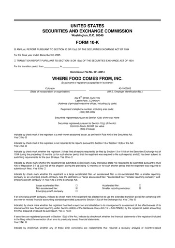 Thumbnail Where Food Comes From 10-K Annual Report 2025