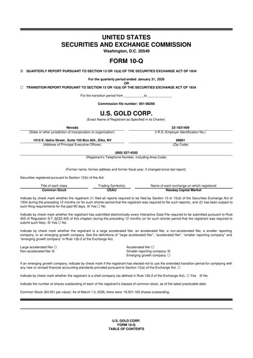 Thumbnail U.S. Gold Corp 10-Q Quarterly Report FY2026 