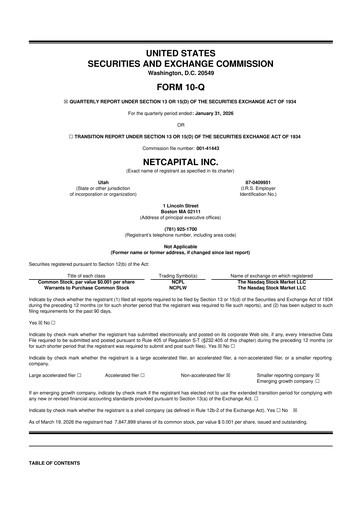 Thumbnail Netcapital 10-Q Quarterly Report FY2026 