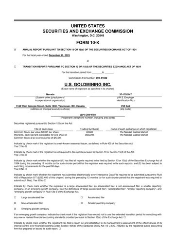 Thumbnail U.S. GoldMining 10-K Annual Report 2025