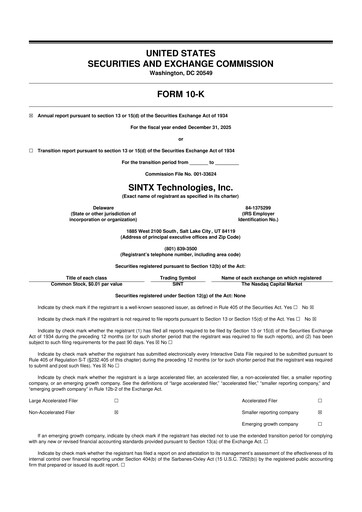 Thumbnail SINTX Technologies
 10-K Annual Report 2025