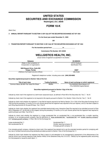 Thumbnail Wellgistics Health 10-K Annual Report 2025