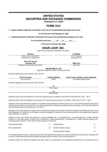 Thumbnail Hour Loop 10-K Annual Report 