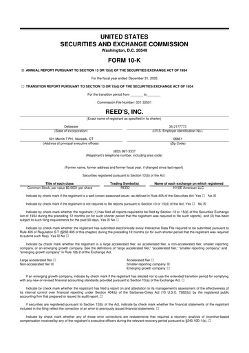 Thumbnail Reed's, Inc. 10-K Annual Report 2025