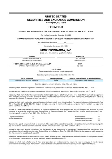 Thumbnail Immix Biopharma 10-K Annual Report 2025