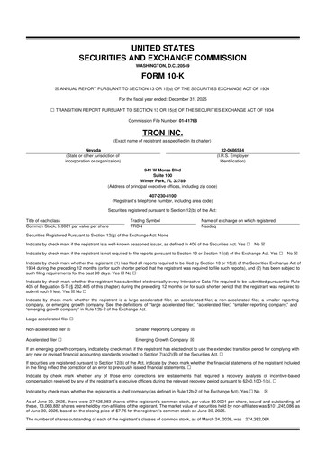 Thumbnail Tron Inc. 10-K Annual Report 2025