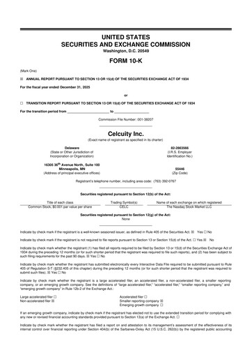 Vorschaubild Celcuity Inc. 10-K Jahresbericht 2025