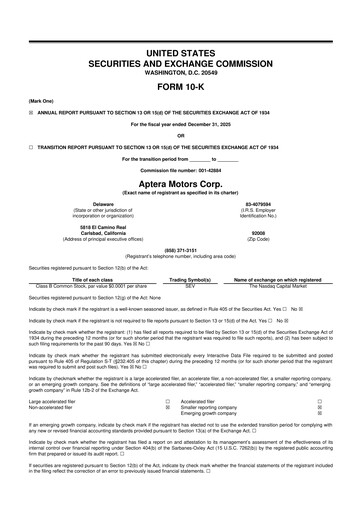 Thumbnail Aptera Motors 10-K Annual Report 2025