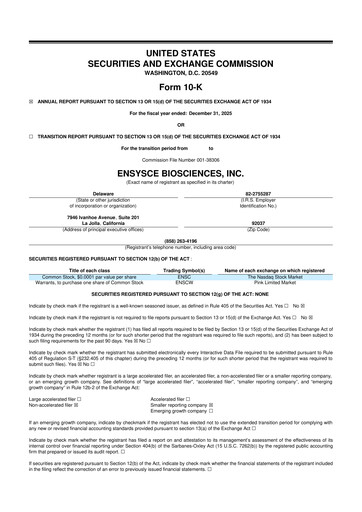 Thumbnail Ensysce Biosciences 10-K Annual Report 2025