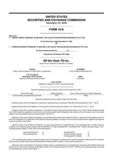 Thumbnail Off the Hook YS Inc 10-K Annual Report 2025