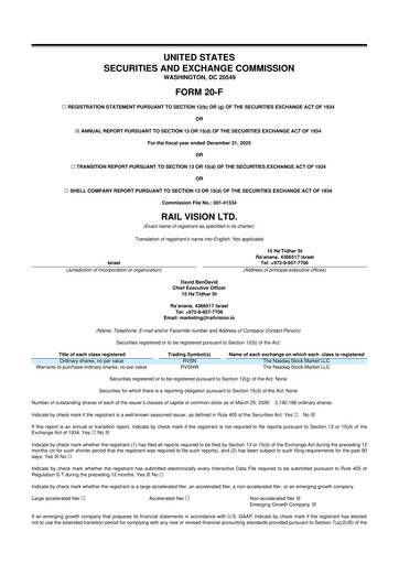 Miniature Rail Vision 20-F Rapport annuel 2025