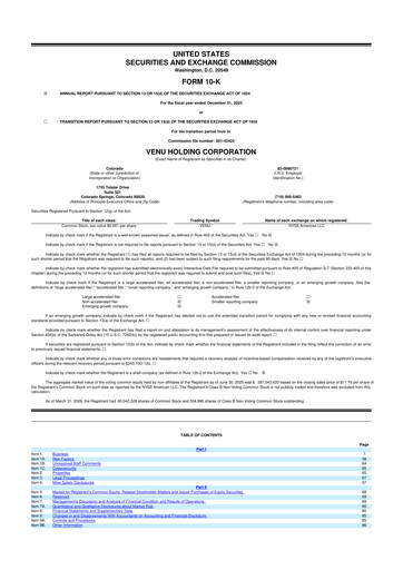 Thumbnail Venu Holding Corporation 10-K Annual Report 2025