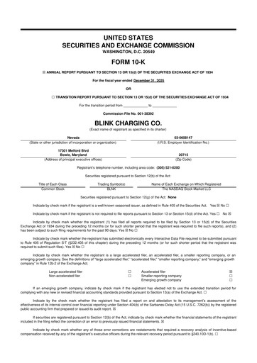 Miniature Blink Charging
 10-K Rapport annuel 2025