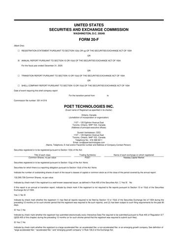 Thumbnail POET Technologies 20-F Annual Report 2025