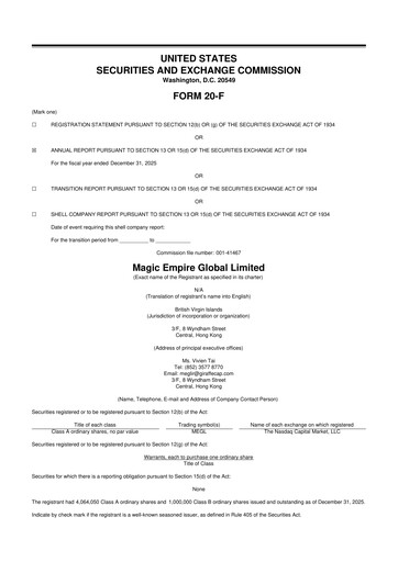 Thumbnail Magic Empire Global (Giraffe Capital) 20-F Annual Report 