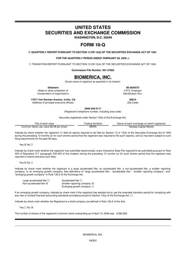 Thumbnail Biomerica 10-Q Quarterly Report FY 