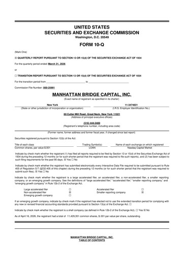 Vorschaubild Manhattan Bridge Capital
 10-Q Quartalsbericht  