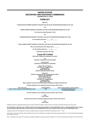 Thumbnail Lucas GC 20-F Annual Report 