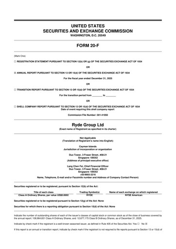 Vorschaubild Ryde Group 20-F Jahresbericht 2025