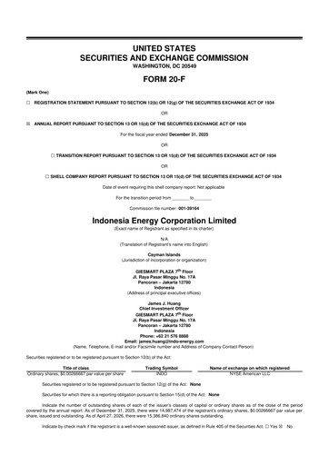 Thumbnail Indonesia Energy 20-F Annual Report 