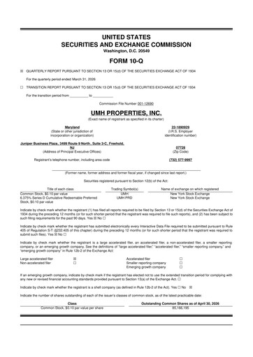 Thumbnail UMH Properties 10-Q Quarterly Report FY 