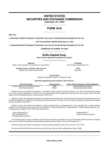 Vorschaubild SuRo Capital 10-Q Quartalsbericht  