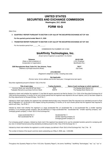 Vorschaubild bioAffinity Technologies 10-Q Quartalsbericht  