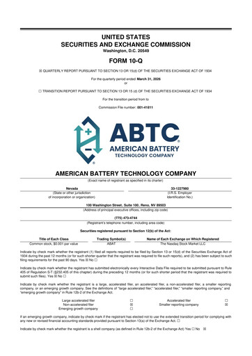 Thumbnail American Battery Technology Company 10-Q Quarterly Report FY2026 