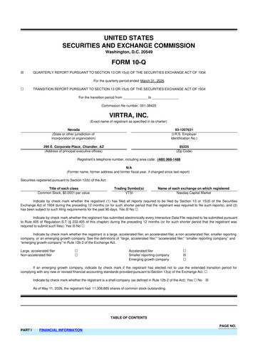 Thumbnail VirTra 10-Q Quarterly Report FY 