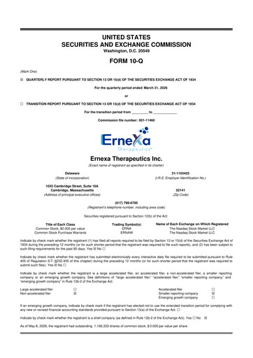 Thumbnail Eterna Therapeutics 10-Q Quarterly Report FY 